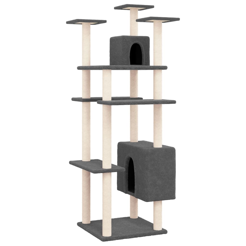 Vidaxl Cat Meubles avec Sisal Scratch Posts 162 cm Gris foncé