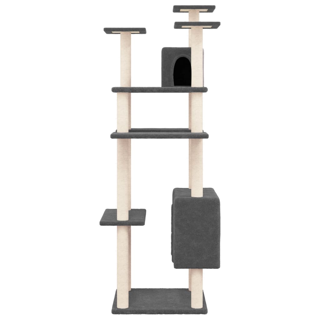 Vidaxl Cat Meubles avec Sisal Scratch Posts 162 cm Gris foncé