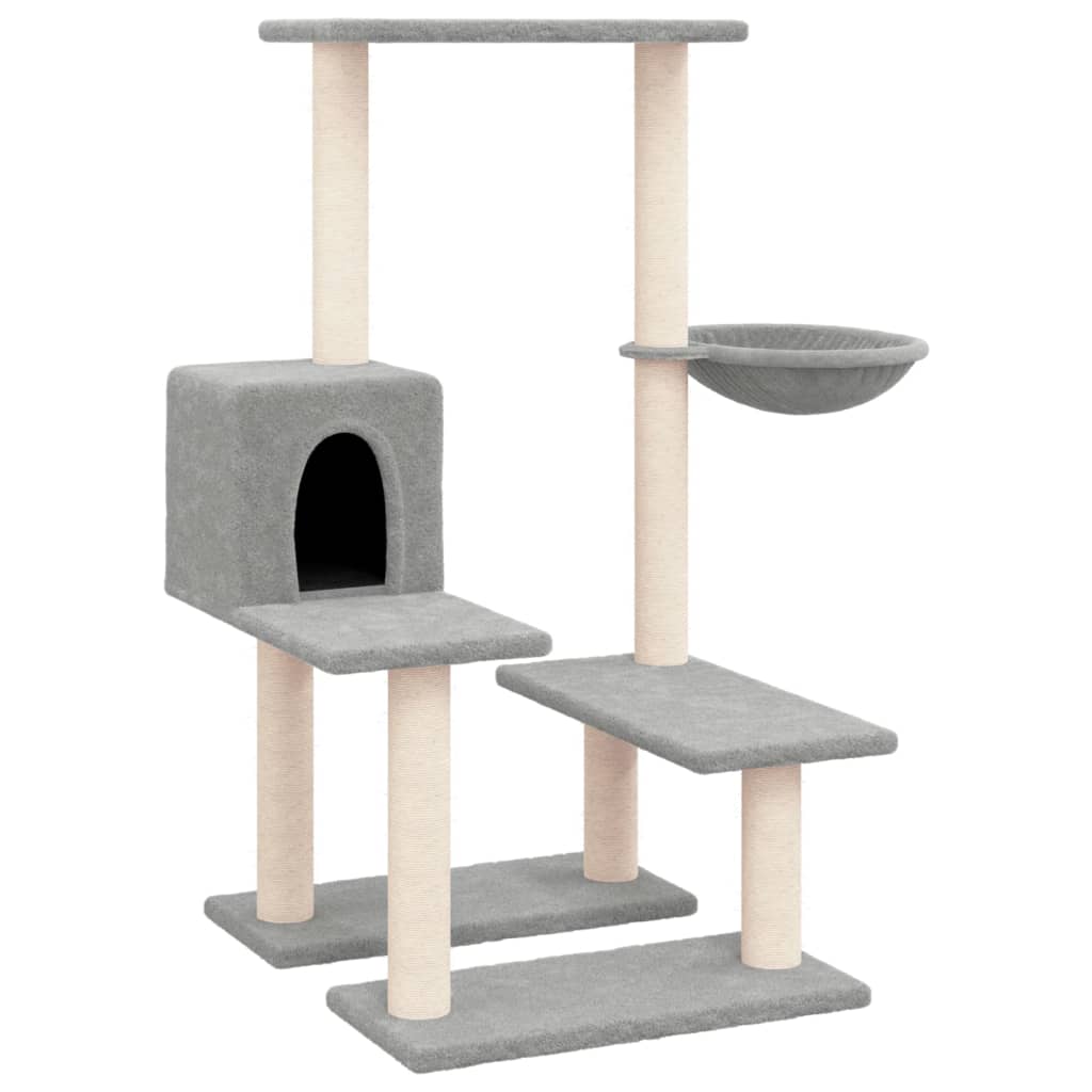 Muebles de gato de Vidaxl con postes de rascado de sisal 94.5 cm de gris claro