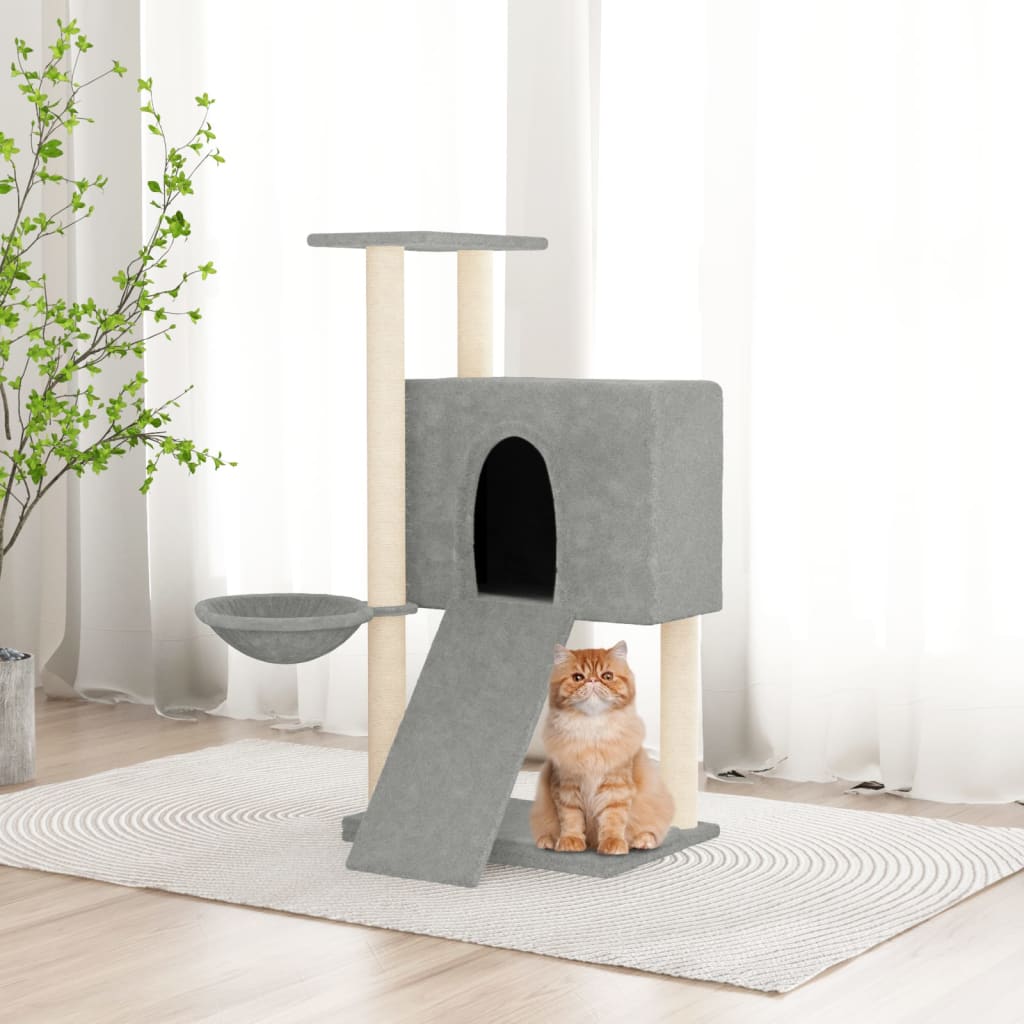 Muebles de gato de Vidaxl con postes de rascado de sisal 96 cm de gris claro