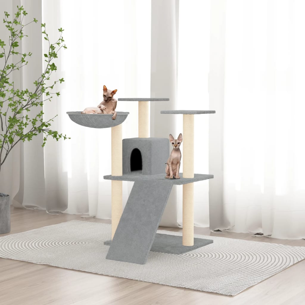 Muebles de gato de Vidaxl con postes de rascado de sisal 83 cm de gris claro