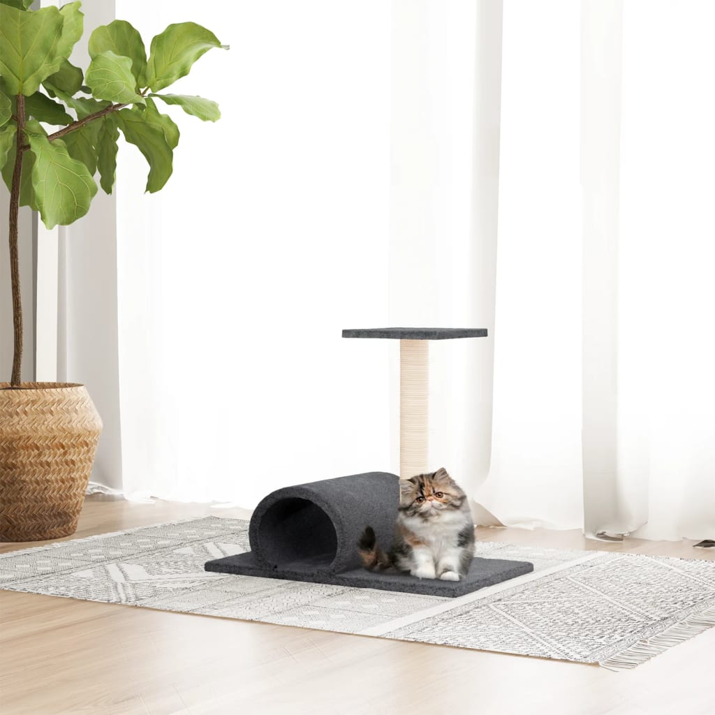 Vidaxl Cat Miwwelen mat Tunnel 60x34.5x50 cm donkel gro