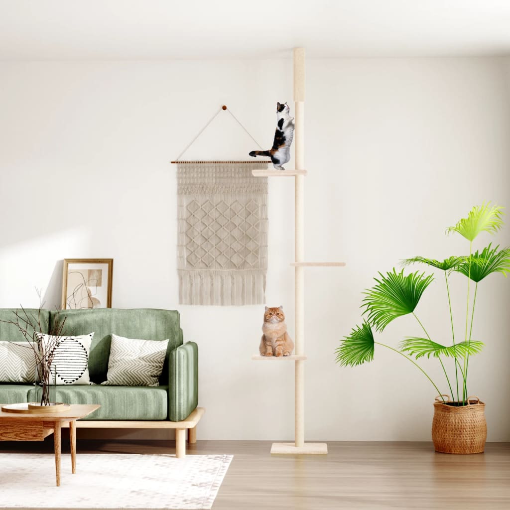Vidaxl meuble pour chat du sol au plafond 267,5-297,5 cm couleur crème