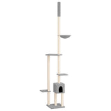 Vidaxxl meuble pour chat du sol au plafond 258,5-284,5 cm gris clair