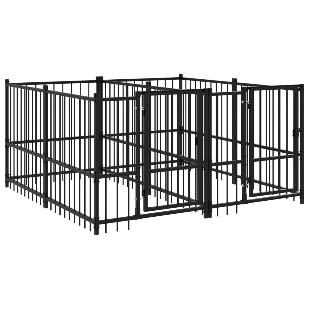 Vidaxl Chien Kennel pour l'extérieur de 3,75 m² en acier