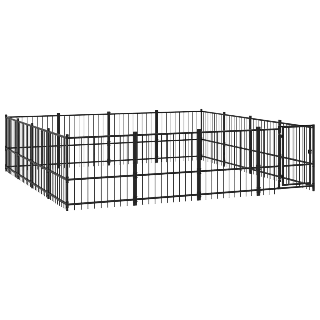 Vidaxl hundekennel for utenfor 15,05 m² stål