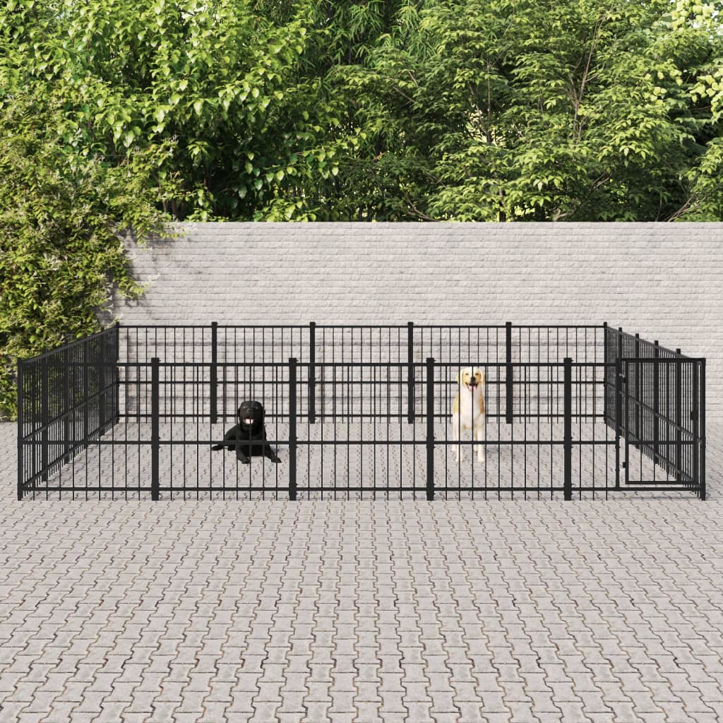 Vidaxl Chienne de chien pour l'extérieur de 23,52 m² en acier