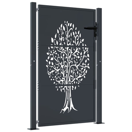 Vidaxl poort 105x130 cm avec arbre conception en acier anthracite -colored