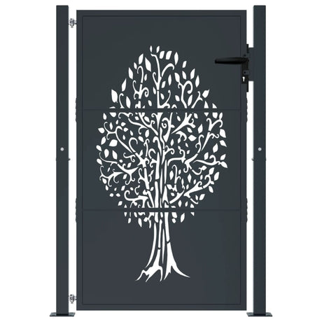 Vidaxl poort 105x130 cm avec arbre conception en acier anthracite -colored