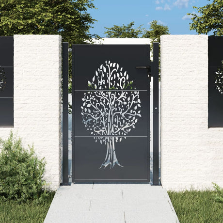 Vidaxl poort 105x130 cm avec arbre conception en acier anthracite -colored