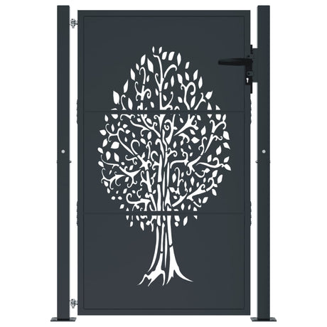 Vidaxl poort 105x155 cm avec arbre conception en acier anthracite -colored