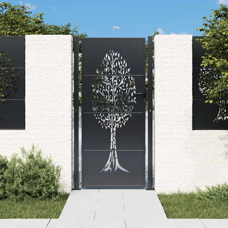 Port vidaxl 105x205 cm avec arbre conception en acier anthracite -colored