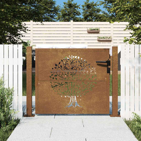 Vidaxl poort 105x80 cm conception d'arbre Cortenstaal