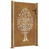 Vidaxl poort 105x130 cm Design d'arbre Cortenstaal