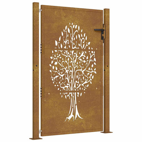 Vidaxl poort 105x130 cm Design d'arbre Cortenstaal