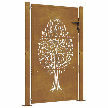 Vidaxxl portail 100x150 cm design arbre acier corten