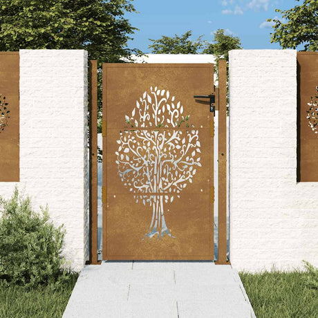 Vidaxxl portail 100x150 cm design arbre acier corten