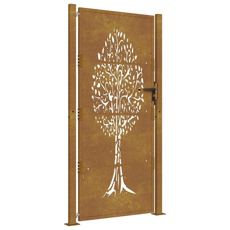 Vidaxl poort 105x180 cm conception d'arbre Cortenstaal