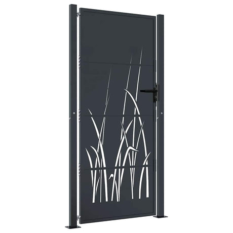 Port Vidaxl 105x205 cm avec conception d'herbe Anthracite en acier -colore