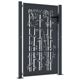 Port vidaxl avec conception en bambou 105x130 cm en acier de couleur anthracite