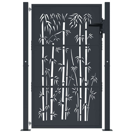 Port vidaxl avec conception en bambou 105x155 cm en acier de couleur anthracite