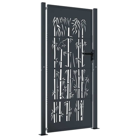 Port vidaxl avec conception en bambou 105x180 cm en acier de couleur anthracite
