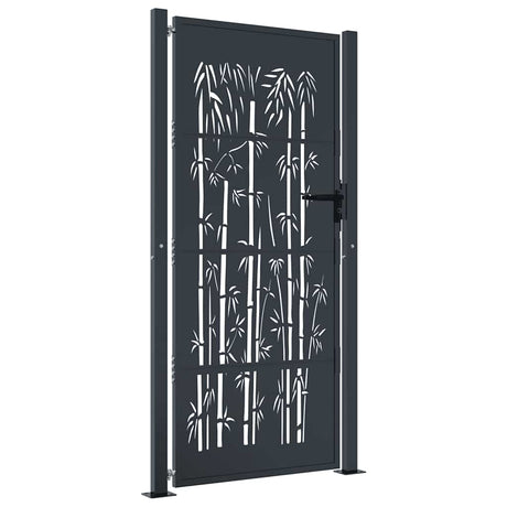 Port vidaxl avec conception en bambou 105x205 cm en acier de couleur anthracite