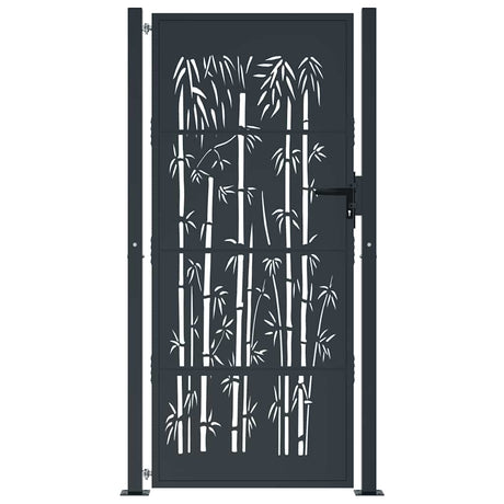Port vidaxl avec conception en bambou 105x205 cm en acier de couleur anthracite