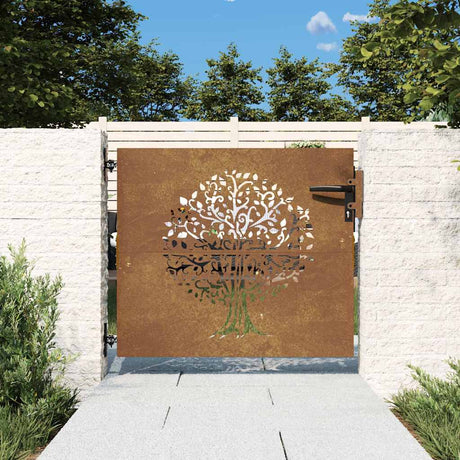 Vidaxl poort 85x75 cm conception d'arbre Cortenstaal