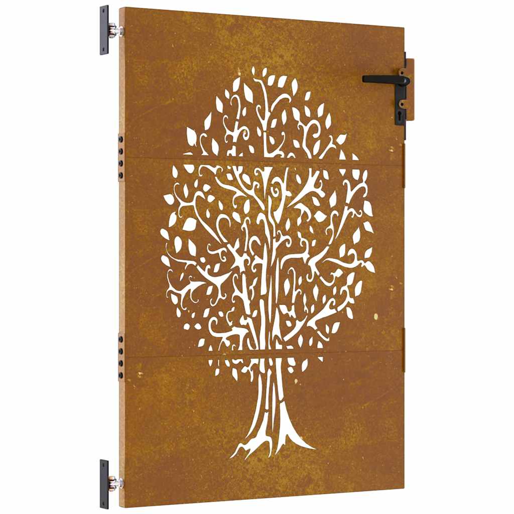 Vidaxxl portail 85x125 cm design arbre acier corten