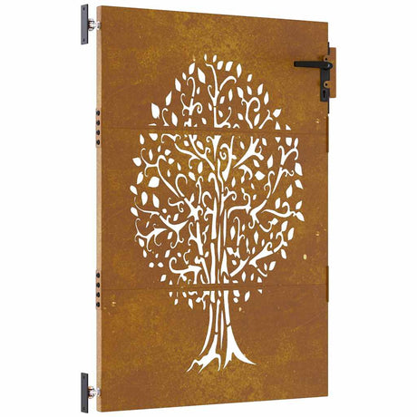 Vidaxxl portail 85x125 cm design arbre acier corten