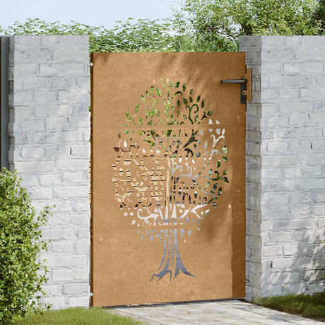 Vidaxxl portail 85x125 cm design arbre acier corten
