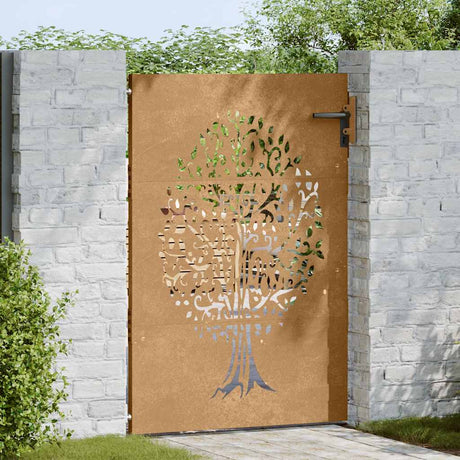 Vidaxxl portail 85x150 cm design arbre acier corten