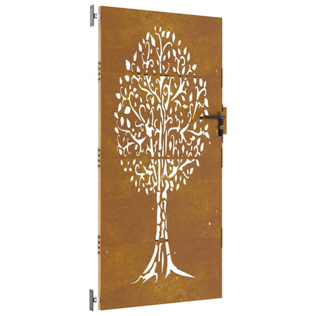 Vidaxxl portail 85x200 cm design arbre acier corten