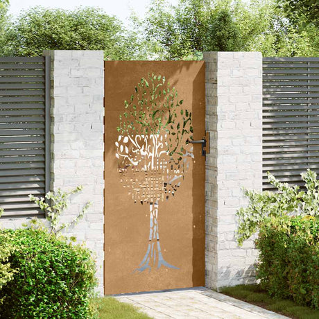Vidaxxl portail 85x200 cm design arbre acier corten