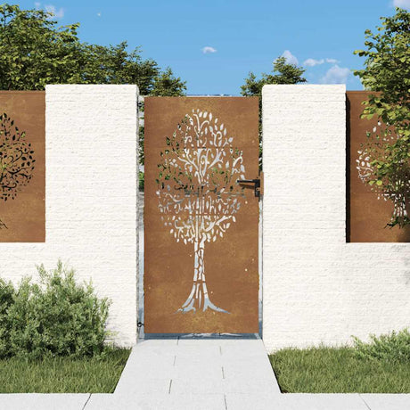 Vidaxxl portail 85x200 cm design arbre acier corten