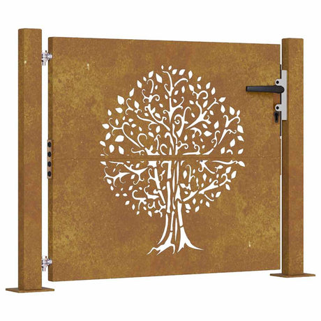 Vidaxxl portail 105x105 cm design arbre acier corten