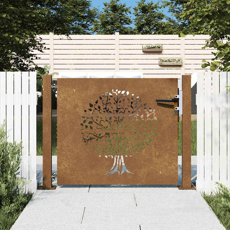 Vidaxxl portail 105x105 cm design arbre acier corten