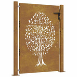 Vidaxxl portail 100x125 cm design arbre acier corten