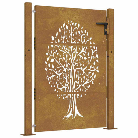 Vidaxxl portail 100x125 cm design arbre acier corten