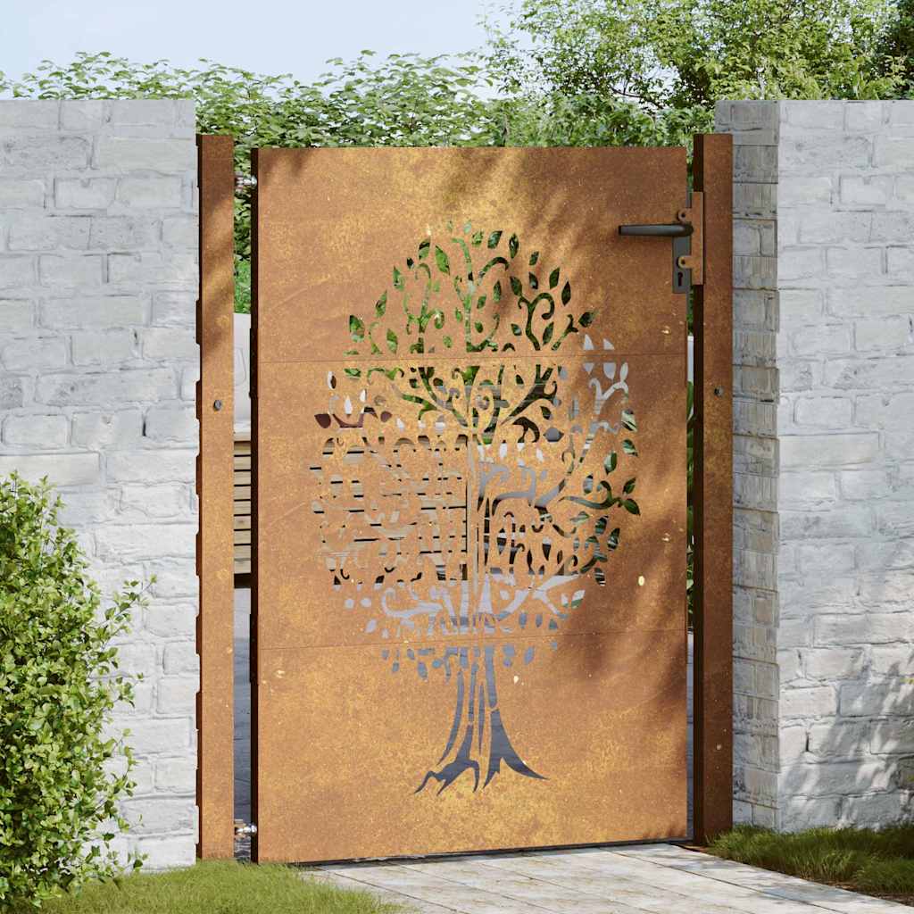 Vidaxxl portail 100x125 cm design arbre acier corten