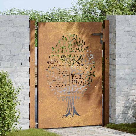 Vidaxxl portail 100x125 cm design arbre acier corten