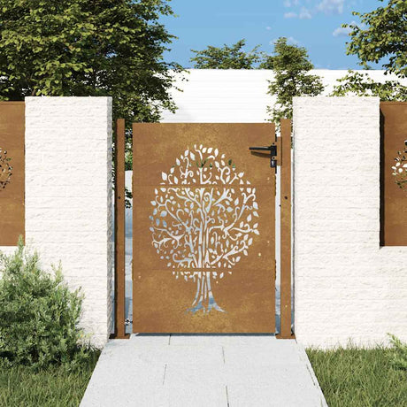 Vidaxxl portail 100x125 cm design arbre acier corten