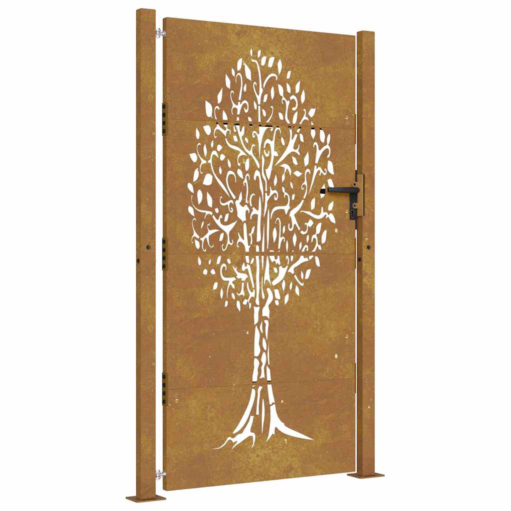 Portail Vidaxxl 105x205 cm acier corten design arbre