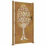 Portail Vidaxxl 105x205 cm acier corten design arbre