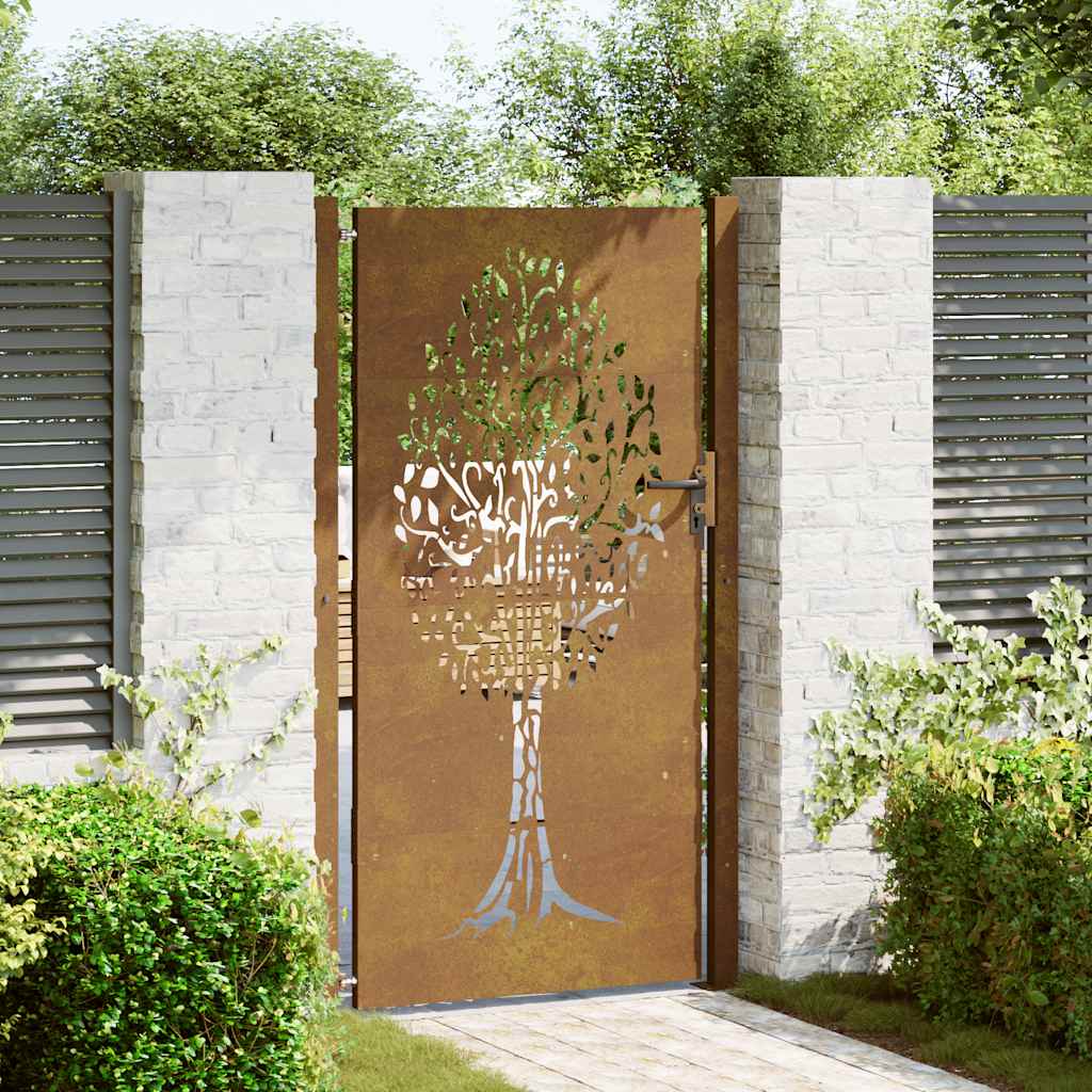 Portail Vidaxxl 105x205 cm acier corten design arbre