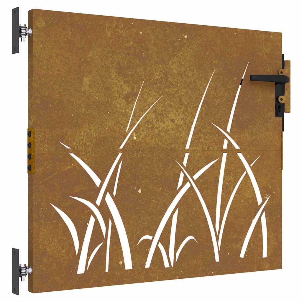 Vidaxxl portail 85x100 cm design herbe acier corten