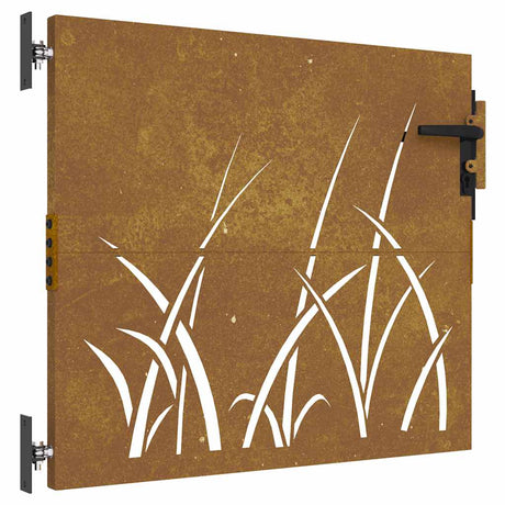 Vidaxxl portail 85x100 cm design herbe acier corten