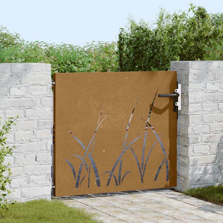 Vidaxxl portail 85x100 cm design herbe acier corten