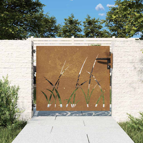 Vidaxxl portail 85x100 cm design herbe acier corten